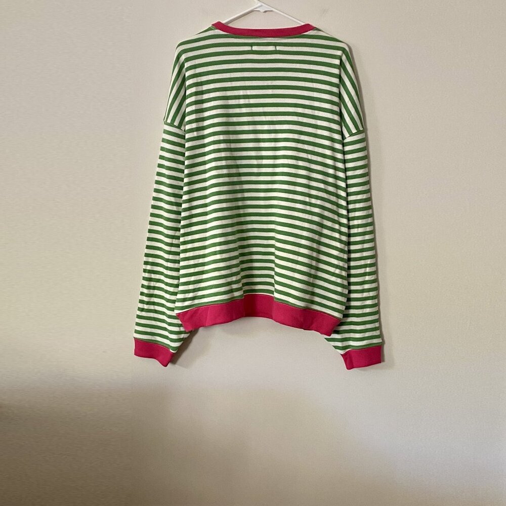 Free People Classic Striped Oversized Crewneck NWOT - Picture 6 of 7